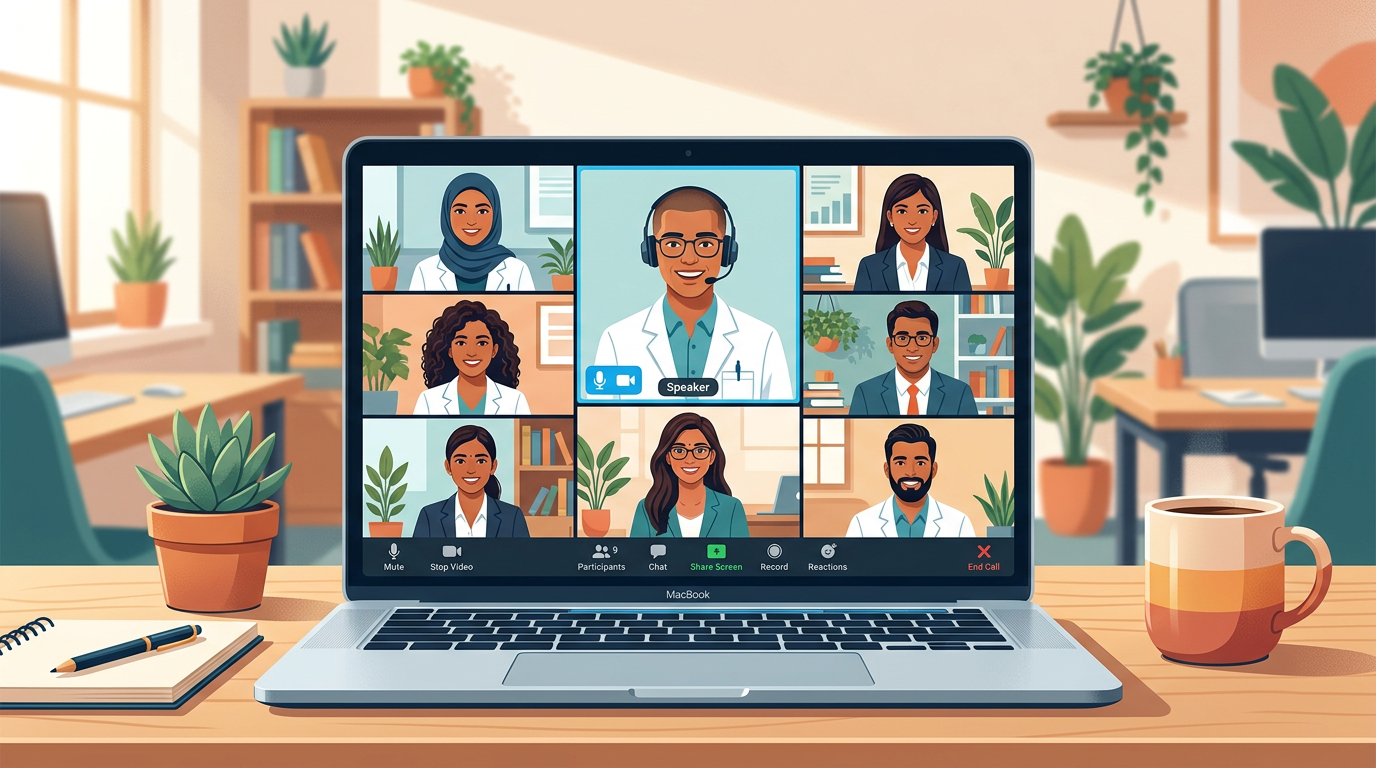 Indian pharmacy learners in a live online master class session