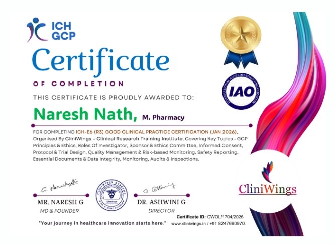 CliniWings ICH-E6 Good Clinical Practice certification sample