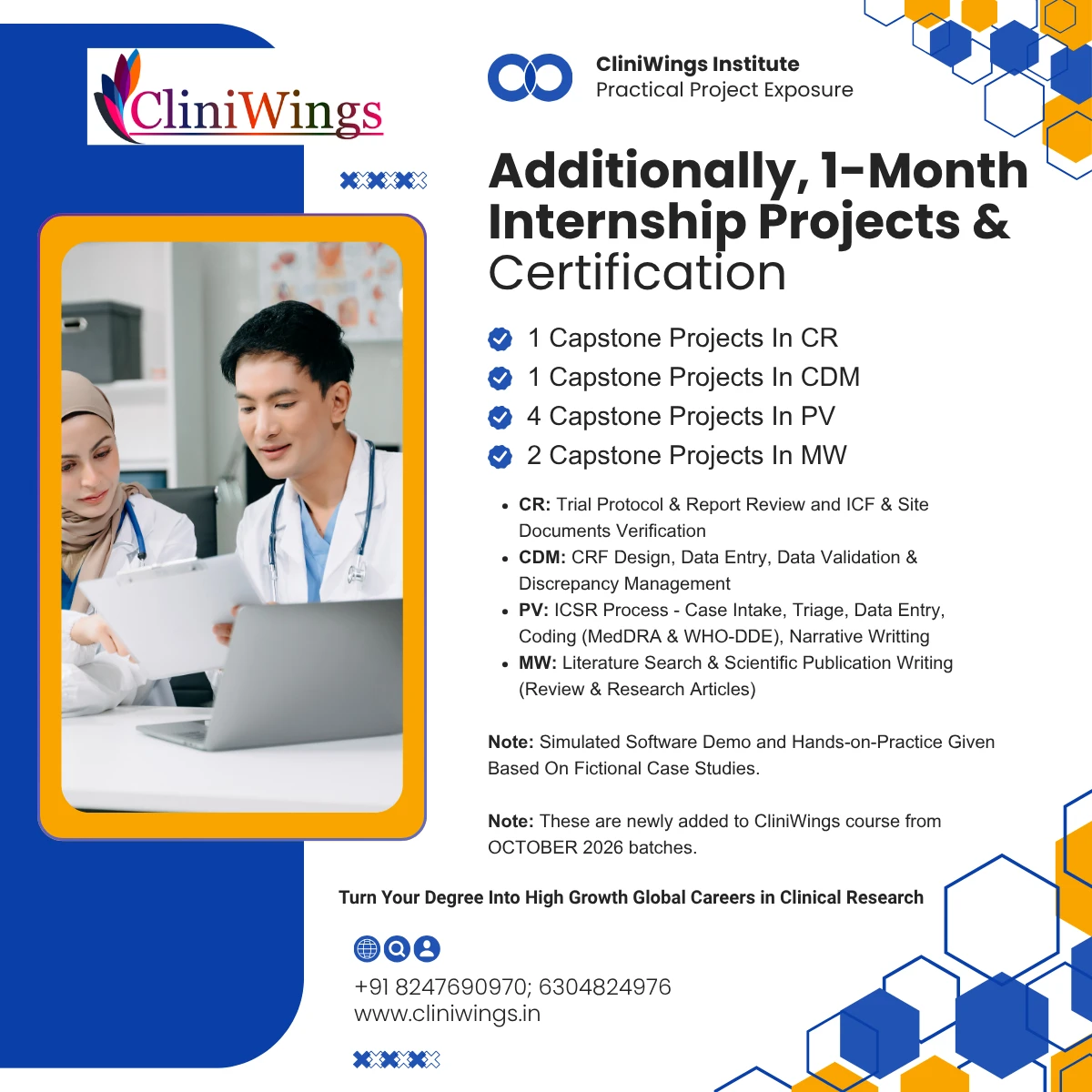 CliniWings Institute - 1-Month Internship Projects and Certification, newly added for October 2026 batches