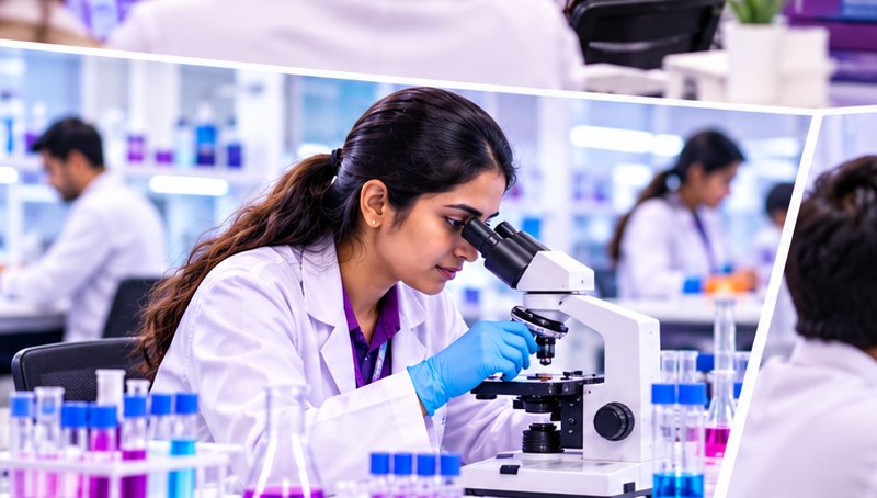 CliniWings student working with a microscope in the lab